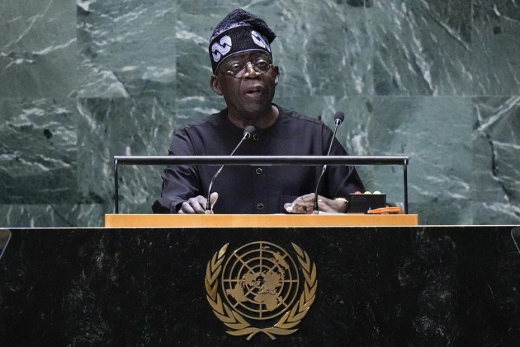 Tổng thống Nigeria - ông Bola Tinubu phát biểu tại kỳ họp Đại hội đồng Liên Hợp Quốc hôm 19-9. Ảnh: AP