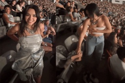 Đời sống Showbiz - Con gái của "mỹ nhân gợi cảm gốc Việt" hành động khó hiểu  trên khán đài