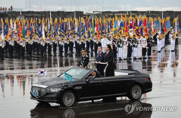 Tổng thống Hàn Quốc&nbsp;Yoon Suk-yeol tại lễ kỷ niệm. Ảnh: Yonhap