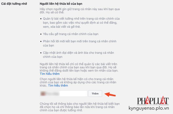 Cách thêm người thừa kế tài khoản Facebook sau khi bạn qua đời. Ảnh: TIỂU MINH&nbsp;