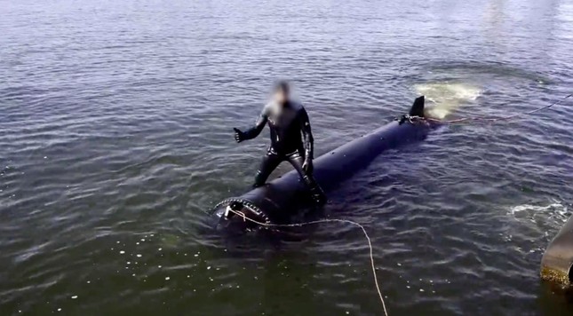 Hình ảnh thiết bị lặn dưới nước không người lái của Ukraine được chế tạo để tấn công Hạm đội Biển Đen. (Ảnh: Ammo Ukraine)