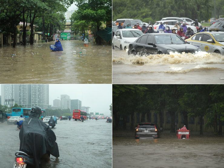 Hình ảnh ngập trên một số tuyến đường ở Hà Nội sáng nay