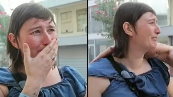 Kim Mergits bật khóc khi biết mình phải đối điện với án tù vì vài viên đá. Ảnh: Lad Bible