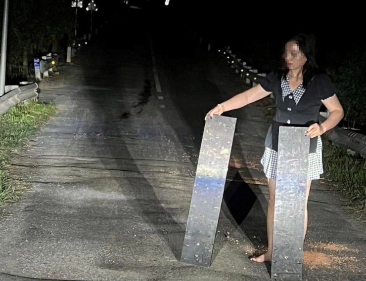 Hai tấm ván bẫy đầy đinh được chị T phát hiện. Ảnh: NNCC