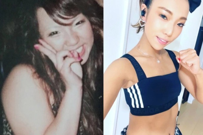 Takaizumi Ayumi trước và sau khi giảm thành công 30 kg.