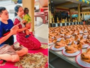 Bạn trẻ - Cuộc sống - Cưới được vợ như ý, người đàn ông đem 99 thủ lợn cỡ đại đi lễ tạ