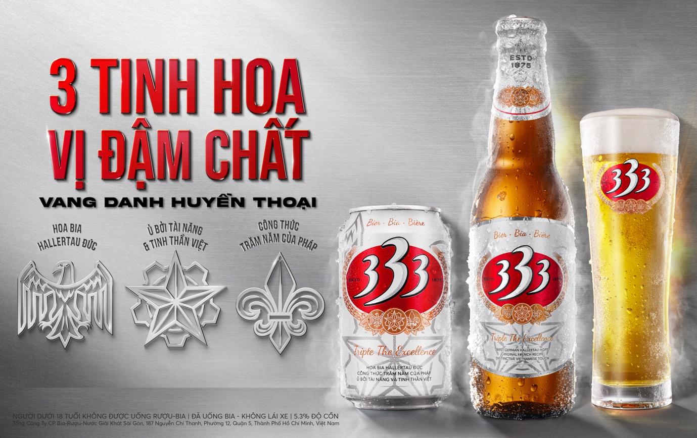 Bia 333 là sự kết hợp tinh hoa của 3 quốc gia Đức - Pháp - Việt Nam