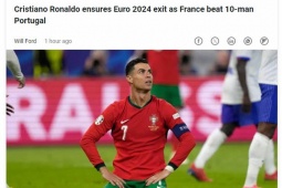 Bóng đá - Ronaldo tịt ngòi rời EURO, báo quốc tế chỉ trích Bồ Đào Nha đá như chấp người