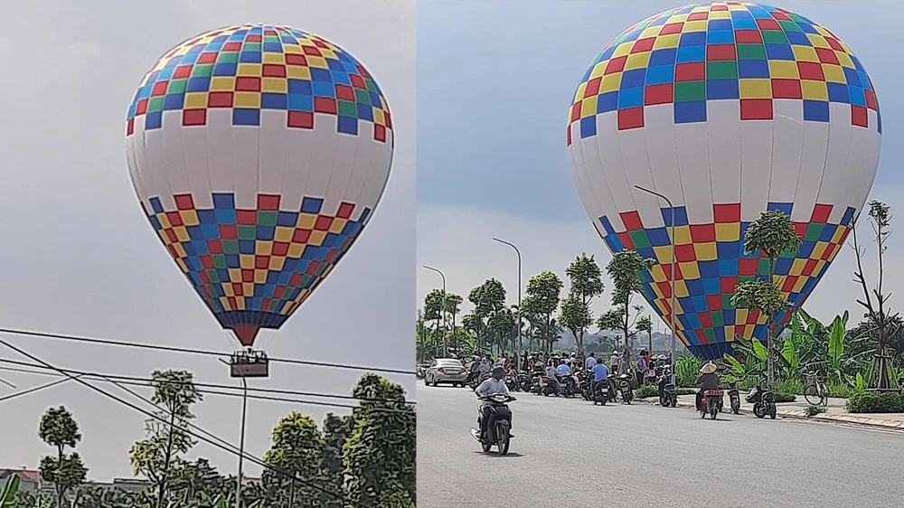 Khinh khí cầu chở 9 du khách đáp xuống bãi đất trống tại Ba Vì, không phải rơi xuống ruộng lúa