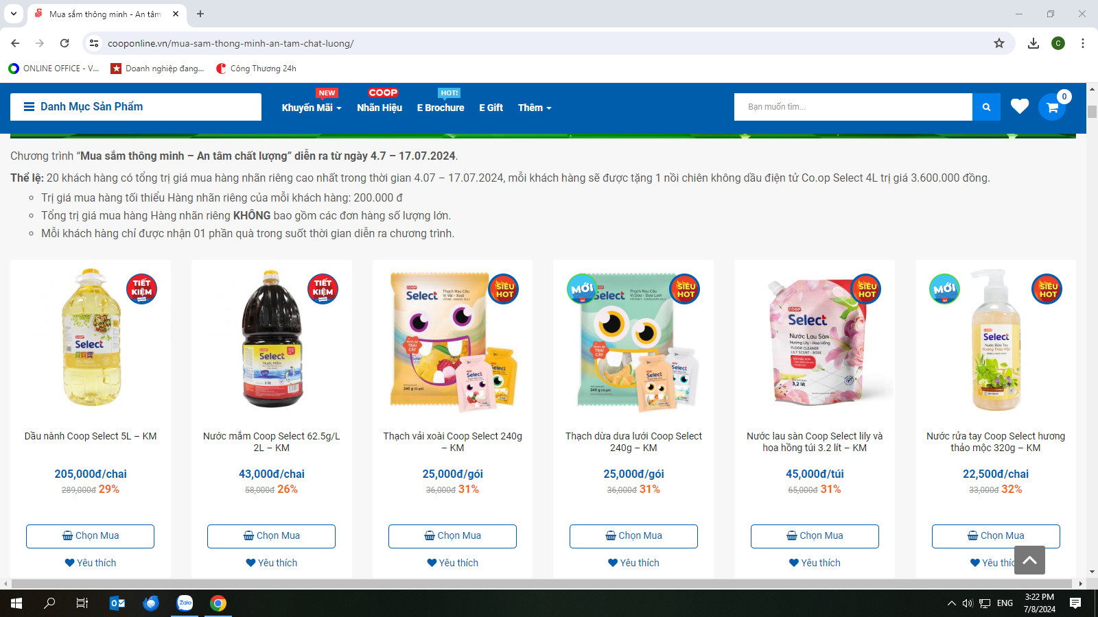 Các chương trình khuyến mại được Co.op Online tổ chức liên tục