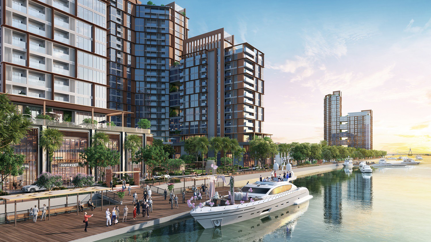 Sun Symphony Residence có đến 3 bến thủy nội khu. Ảnh phối cảnh minh họa Sun Property