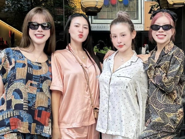 Diệp Lâm Anh, Huyền Baby mặc đồ ngủ đi ăn nhà hàng