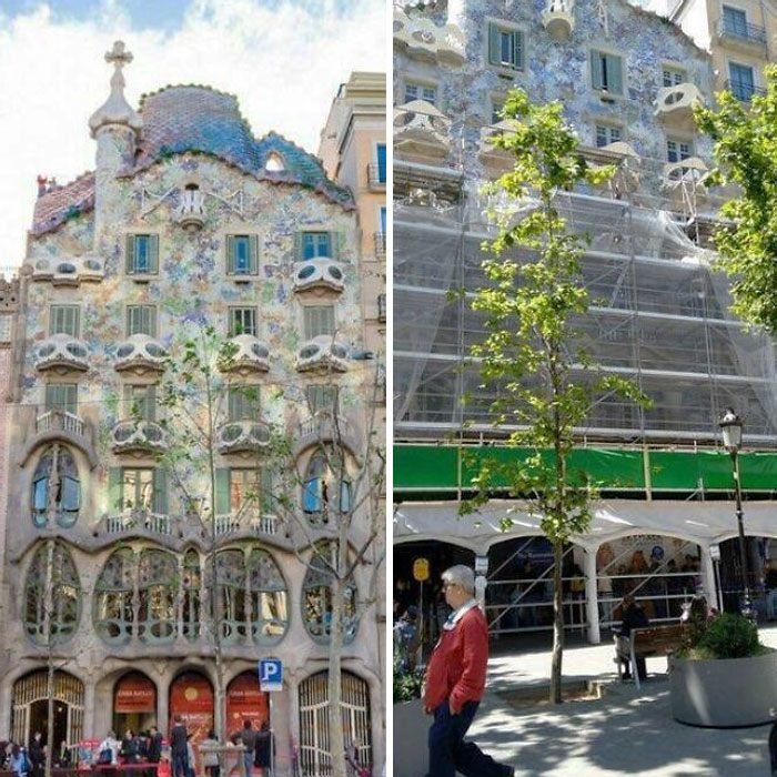  Nhiều du khách lặn lội tới Casa
Batlló ở Barcelona nhưng sốc trước cảnh tượng này. May thay, họ vẫn
có thể vào bên trong tham quan.