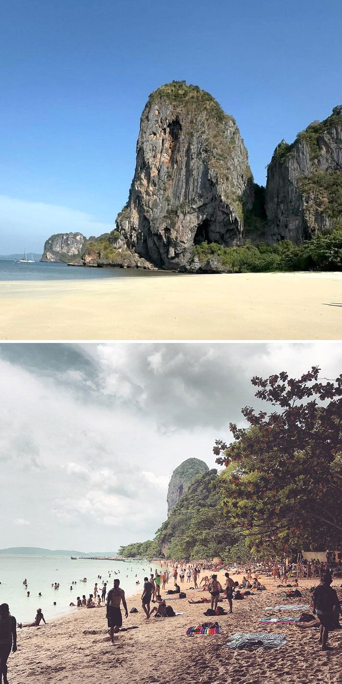  Bãi biển Railay, Krabi, Thái
Lan vào mùa cao điểm.