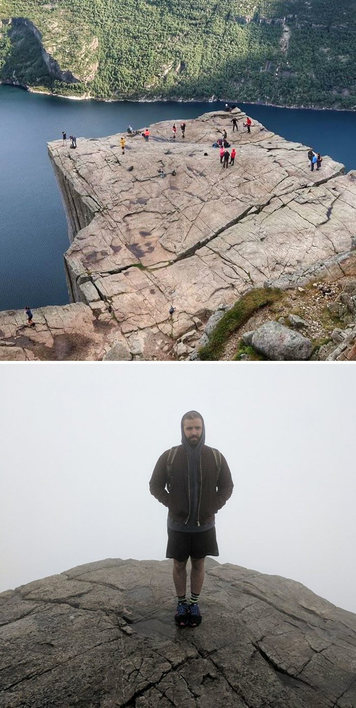 Bạn sẽ rất buồn nếu đi bộ đường dài
tới vách đá này ở Na Uy với hy vọng được ngắm cảnh đẹp.