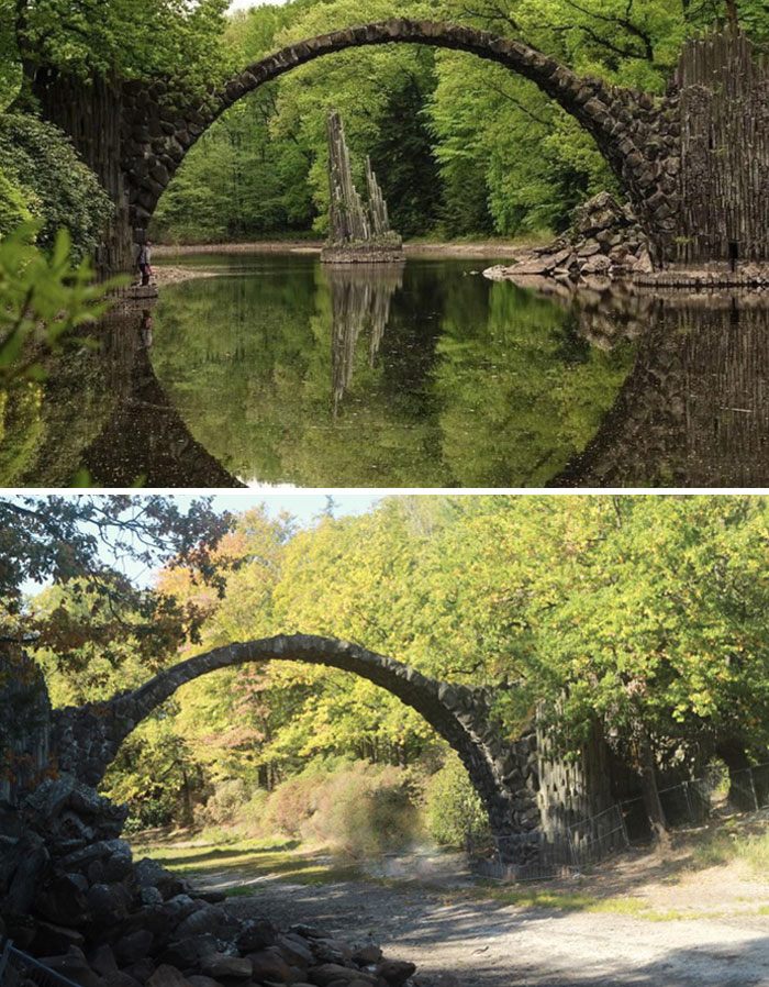 Cầu Rakotzbrücke Devil's ở Đức khiến
nhiều người thất vọng khi tới nơi.