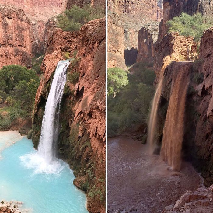 Bạn sẽ thất vọng khi trải qua một
chuyến đi bộ đường dài 16km để ngắm thác Havasupai, Arizona.