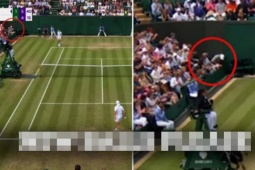 Thể thao - Lỡ &quot;dính đòn&quot; ở Wimbledon: Giao bóng 154 km/h trúng &quot;chỗ hiểm&quot; khán giả