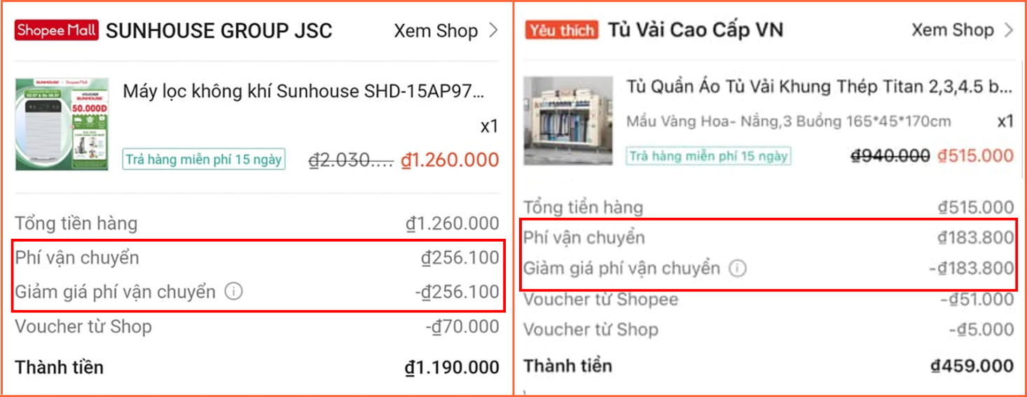 Có cồng kềnh đến mức phí ship lên đến 256.100 đồng thì cũng không chống lại được sức mạnh của mã miễn phí vận chuyển đầy “quyền năng” của Shopee.