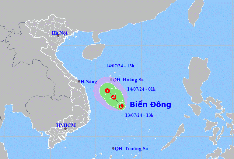 Vùng áp thấp trên Biển Đông có thể mạnh lên thành áp thấp nhiệt đới.