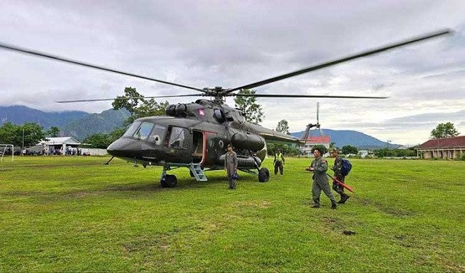 Campuchia triển khai công tác tìm kiếm chiếc trực thăng cùng 2 phi công mất tích. Ảnh: Khmer Times