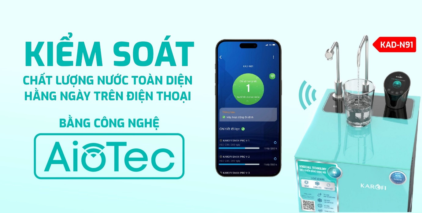 Công nghệ AioTec kiểm soát chất lượng nước toàn diện qua điện thoại