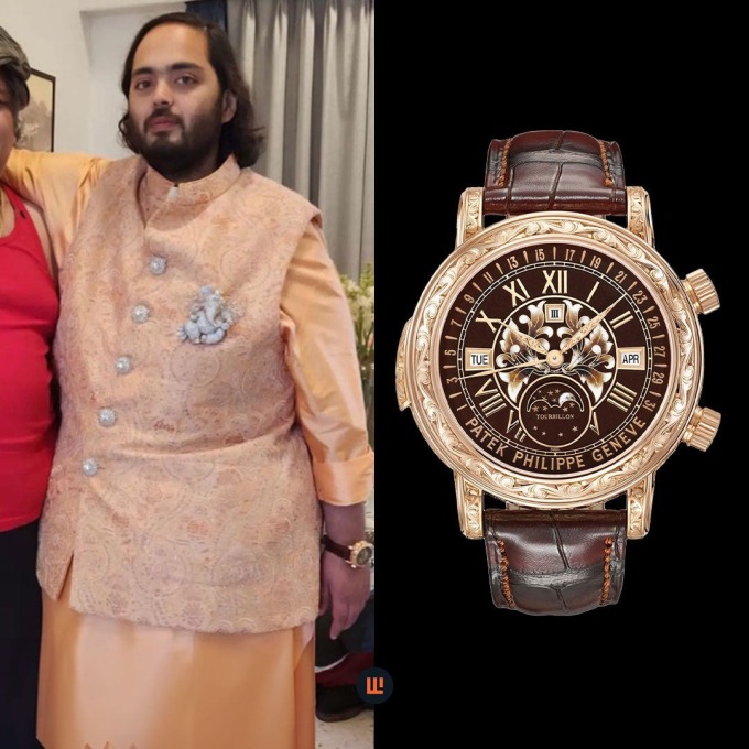 Anant Ambani đeo chiếc Patek Philippe Grand Complication Sky Moon Tourbillon trong lễ cưới. Ảnh: Instagram Luxurywatchhub