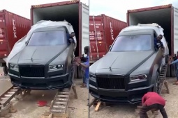 Ô tô - Clip: &quot;Thót tim&quot; cảnh đưa xe Roll Royce ra khỏi container