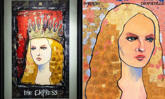 Tranh "The Empress" (trái) và bìa đĩa nhạc "Divinidylle" của Vanessa Paradis. Ảnh: PA Media Assigments