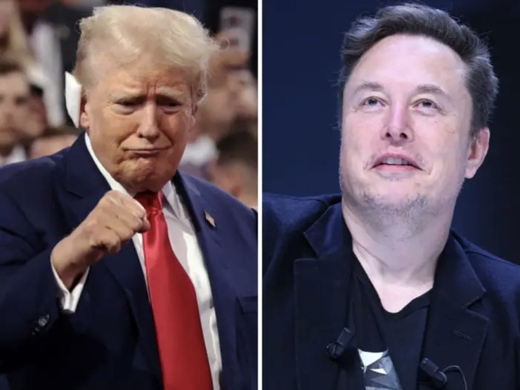 Tỷ phú Elon Musk (phải)&nbsp;gần đây có xu hướng ủng hộ hoàn toàn cựu Tổng thống Donald Trump.