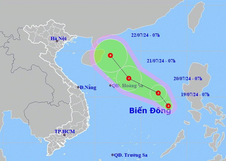 Dự báo đường đi của áp thấp nhiệt đới.