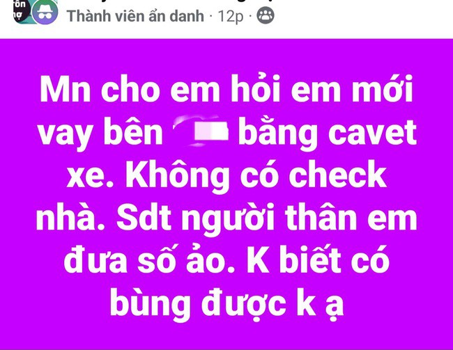 Một số thành viên khác đăng các thông báo đòi nợ, giấy báo nợ của công ty tài chính, ngân hàng gửi sau khi họ vay mà không trả, để hỏi "nếu bùng nợ thì có ảnh hưởng gì không?"…