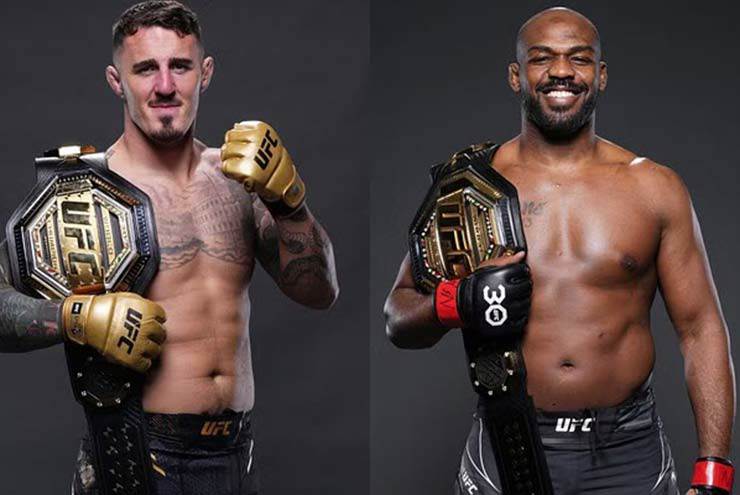 Tom Aspinall (trái) và Jon Jones