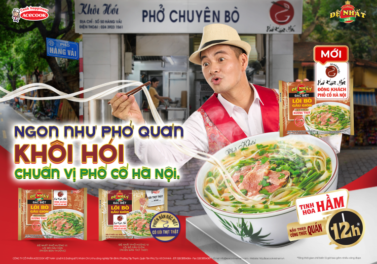 Acecook Việt Nam "bắt tay" Phở Khôi Hói mang hương vị phở lõi bò gầu giòn đến mọi nhà - 1