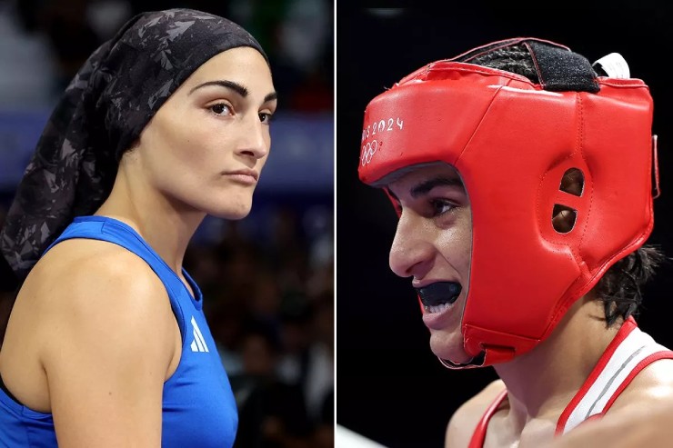 Carini (xanh) sợ hãi trước những cú đấm của đối thủ