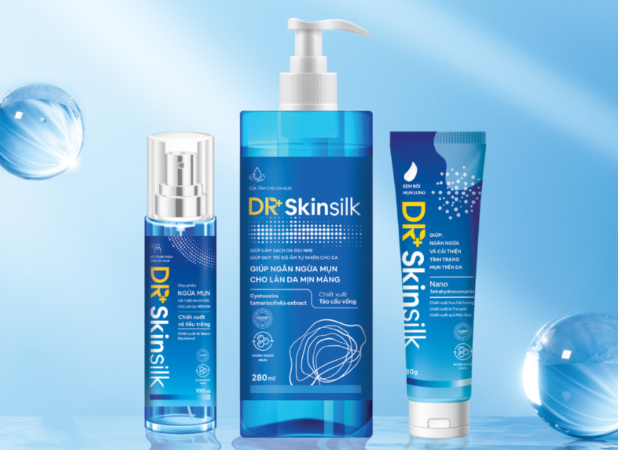 Bộ 3 sản phẩm ngăn ngừa mụn của&nbsp; Dr. Skinsilk - giải pháp đánh bay mụn ngực, mụn lưng hiệu quả.