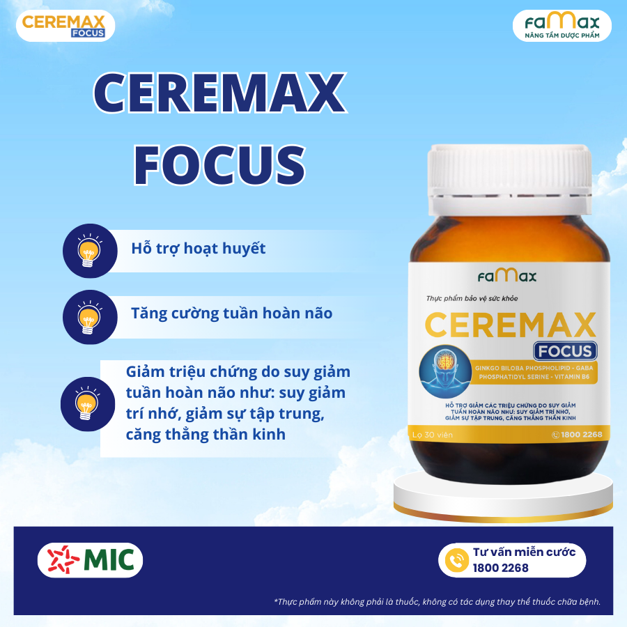 Viên uống Ceremax Focus - ứng dụng công nghệ Phytosome giúp tăng sinh khả dụng vượt trội hơn 