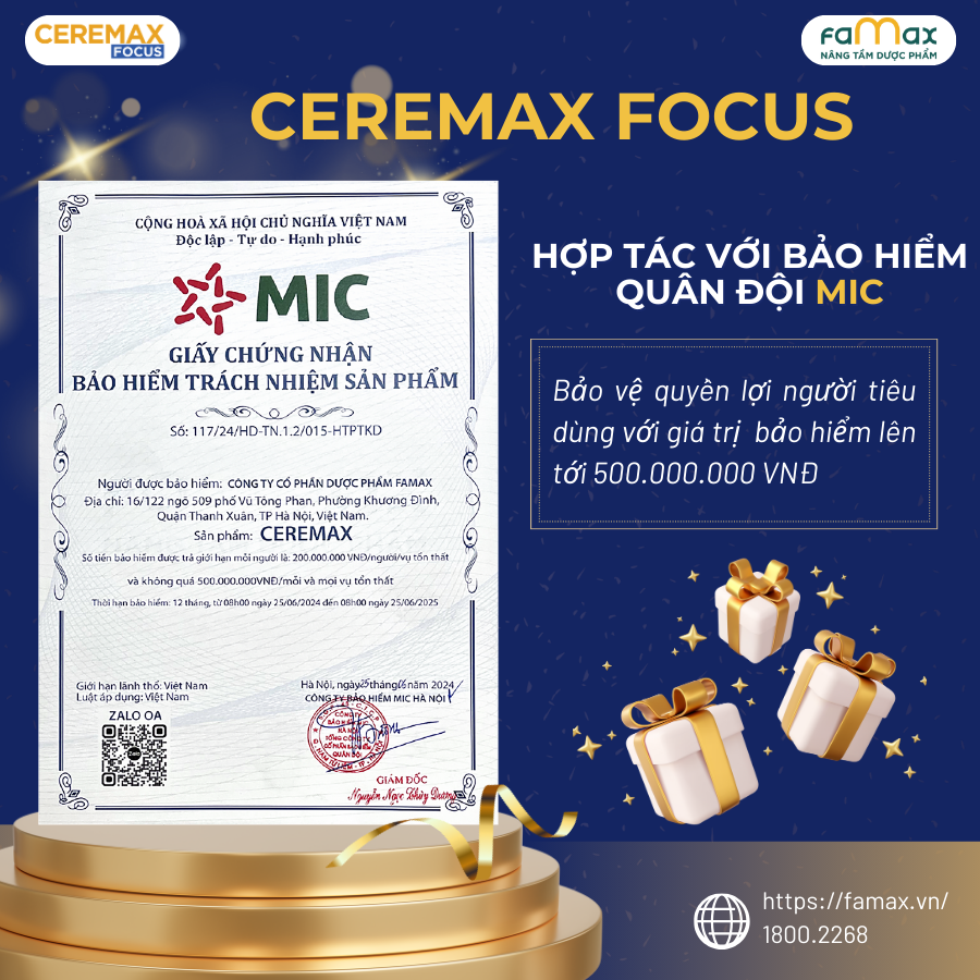 Ceremax Focus hợp tác với bảo hiểm MIC bảo vệ quyền lợi người tiêu dùng với giá trị lên đến 500.000.000 VNĐ