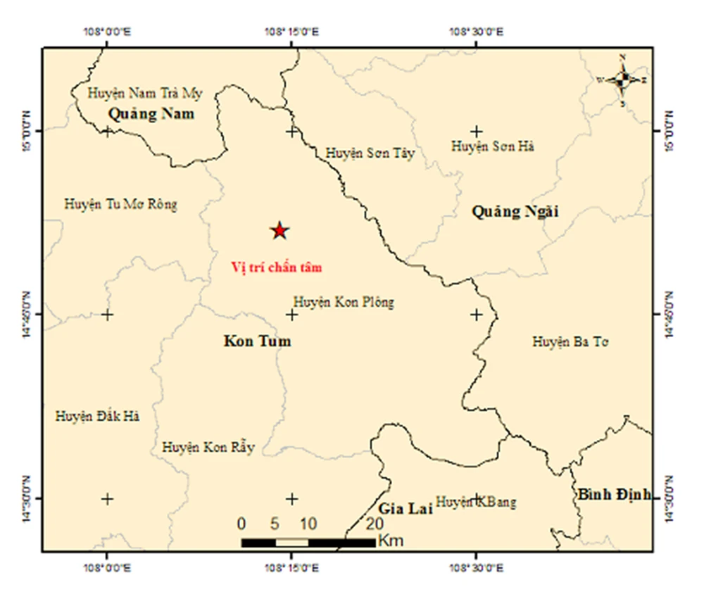 Động đất mạnh 4.2 độ richter rung chuyển Kon Tum