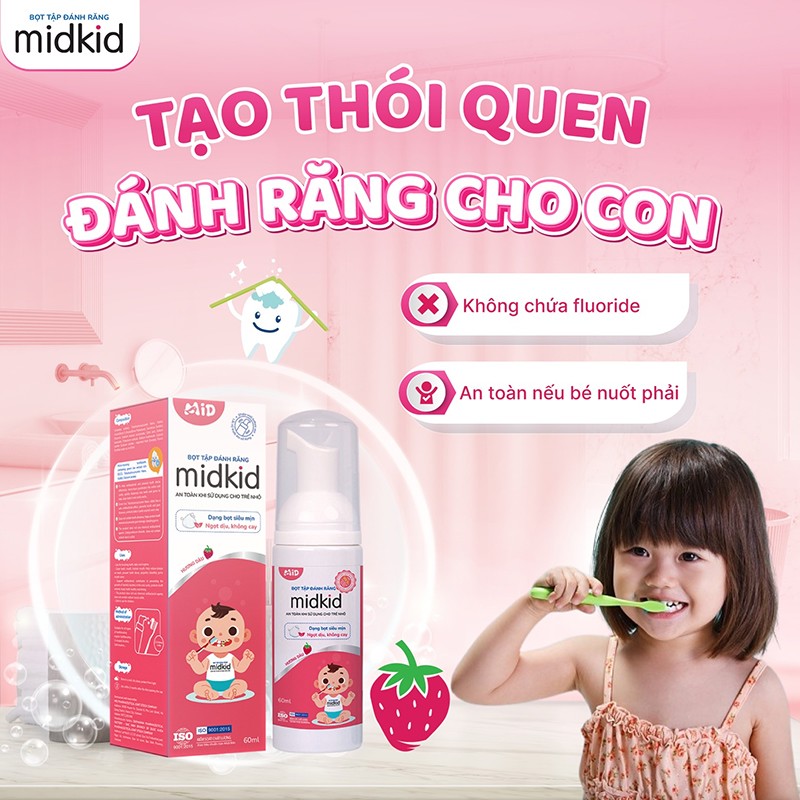 Những nỗi lo sợ khi đánh răng của bé sẽ được giải quyết cùng Bọt tập đánh răng Midkid
