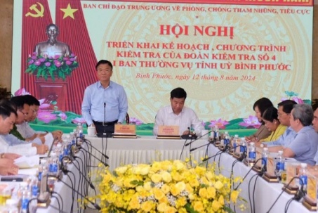 Đoàn Kiểm tra số 4 của Ban Chỉ đạo Trung ương về phòng, chống tham nhũng, tiêu cực làm việc tại Bình Phước