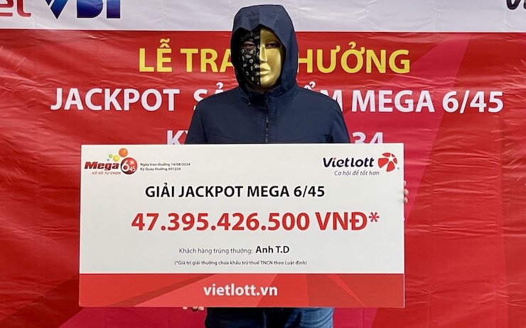 Anh T.D nhận giải Jackpot trị giá gần 48 tỷ đồng.