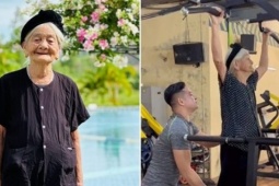 Cụ bà 96 tuổi ở Hà Tĩnh mê tập gym, bơi lội gây sốt mạng xã hội