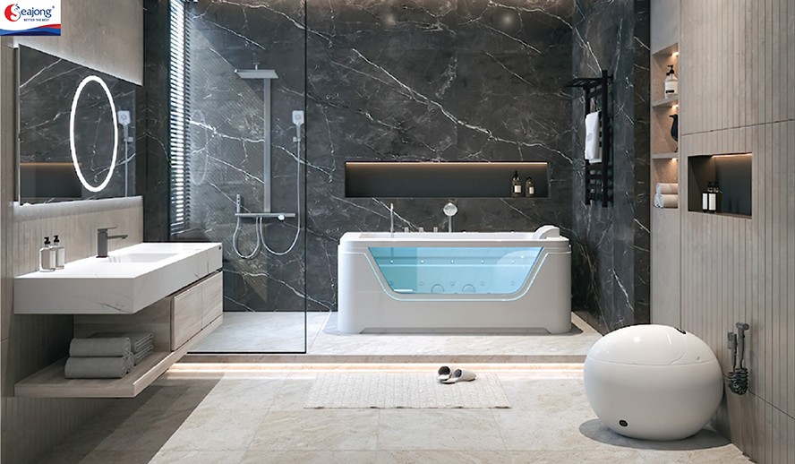 Nội thất nhà tắm hiện đại giúp không gian thêm phần tiện nghi