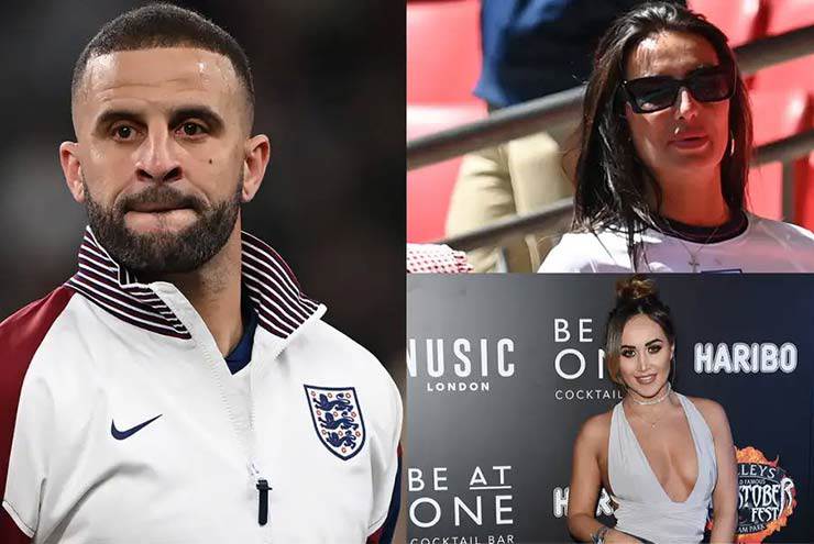 Kyle Walker đang yêu cầu người mẫu Lauryn Goodman (ảnh nhỏ bên dưới) ngưng làm phiền anh và vợ trên mạng xã hội