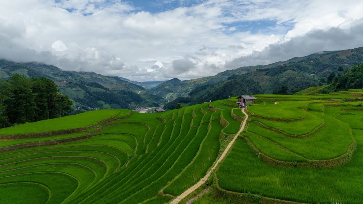 Và dĩ nhiên không thể thiếu Mù Cang Chải – top đầu điểm đến mang vẻ đẹp siêu thực của thế giới. “Trong chuyến đi này em rất ấn tượng bởi khung cảnh thiên nhiên hùng vĩ, đường đèo quanh co nguy hiểm. Có đoạn tụi em vừa đi qua và dừng chân nghỉ ăn trưa thì sạt lở. Cho nên tụi em càng phải dặn nhau chạy xe rất cẩn thận”, Hoàng Ân kể.