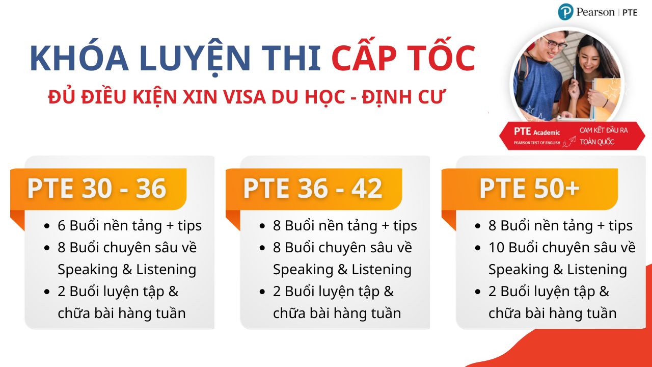 Các khóa học PTE do PTE Life tổ chức giảng dạy