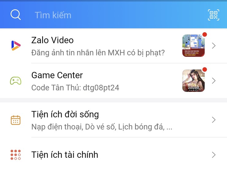 Những danh mục trên Zalo dễ khiến tài khoản người dùng bị "dính sẹo" khi nhấn vào.