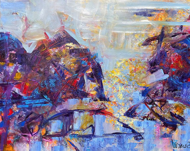 Bức tranh trừu tượng dưới nét vẽ uyển chuyển của họa sĩ Lê Quang Sáng