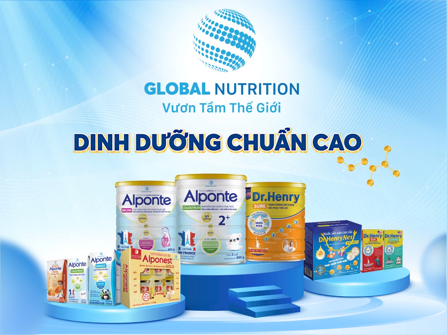 Bộ sản phẩm dinh dưỡng của Global Nutrition dành cho mọi lứa tuổi